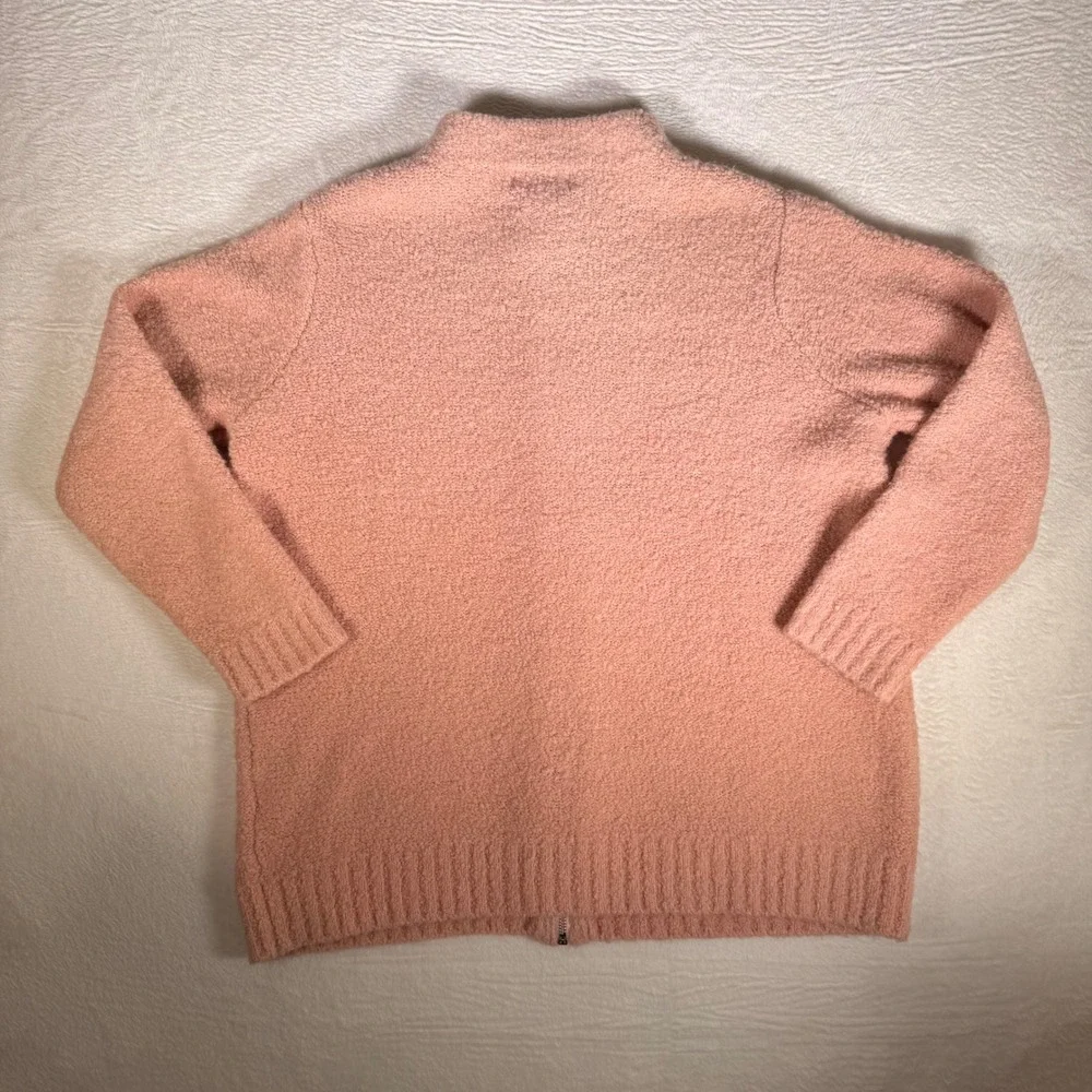 JONES NEW YORK SPORT Pink‎ Fuzzy Textured Zip Up Sweater Warm Cozy Size 2X